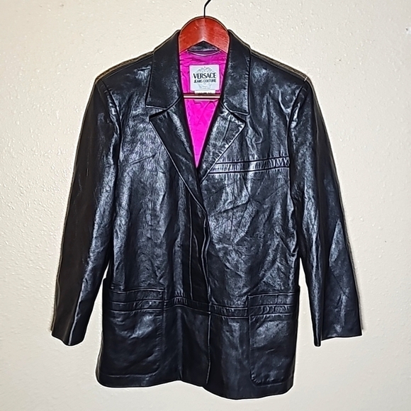 VINTAGE VERSACE LEATHER JACKET - Picture 1 of 12